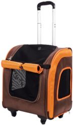 Ibiyaya Liso Backpack Parallel Transport Pet Trolley – Orange/Brown
